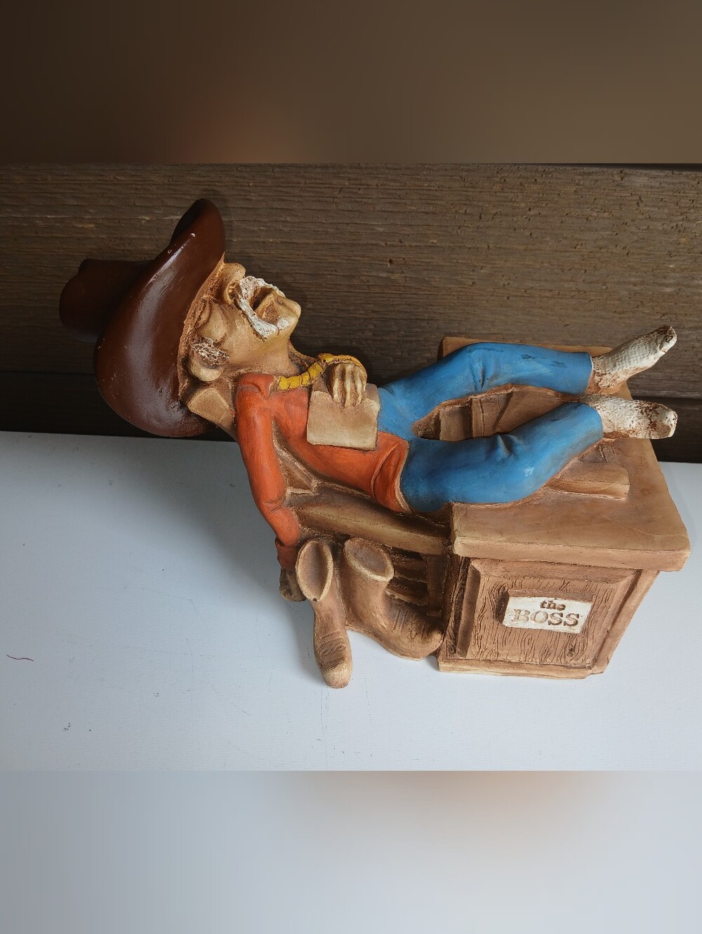 Shade Tree Creations - The Boss - Vintage 1980’s Wood - Sleeping Cowboy Art
